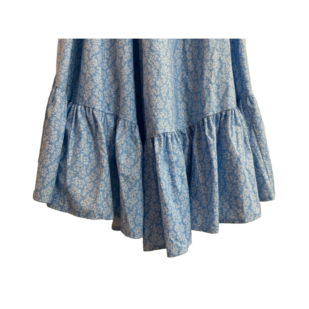 Recollections Blue Calico Floral Maxi Prairie Skirt Historical Costumes XS Civil - Picture 7 of 10